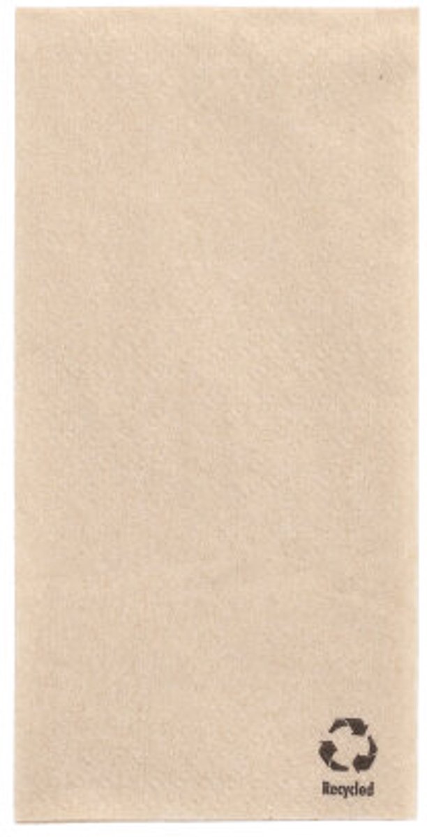 10x 500 Servetten 1-laags 1/8 vouw 33 cm x 33 cm natuur gemaakt van gerecycled papier