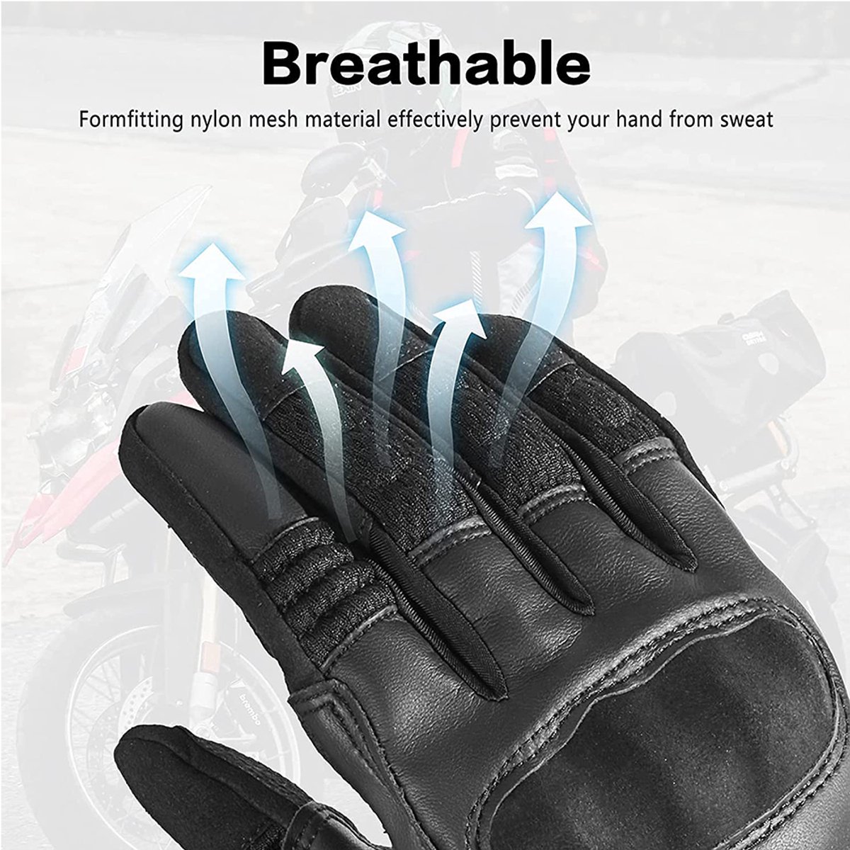 Handschoenen - Motorhandschoenen - motor accessoires - touchscreen -handschoenen voor motorfiets- motorhandschoenen waterdicht - handschoenen heren - voor Bescherming - wandelen - outdoorsporten - voor mannen en vrouwen- Zwart - Maat XL - winddicht – foto 4