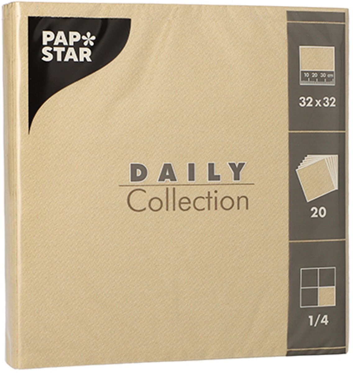 15x 20 Servetten DAILY Collection 1/4 vouw 32 cm x 32 cm zand
