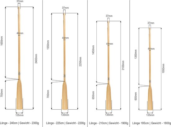 Peddel Set - Roeispanen - Kajakken - Verstelbare Lengte - 240 CM - Zwart Staal Hout — afbeelding 4