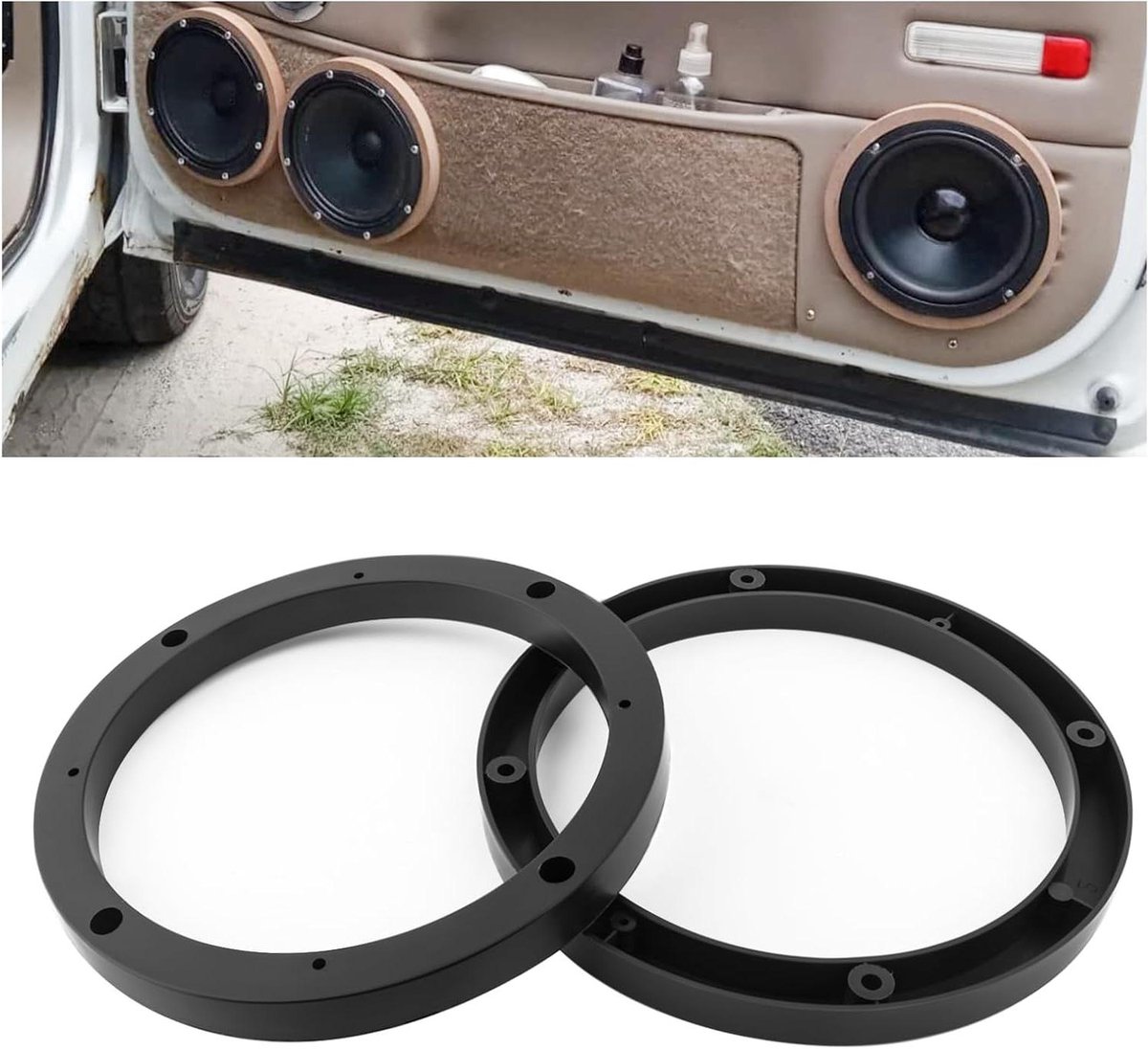 Luidspreker Afstandhouders - Speaker Spacers - Auto Audio Verbetering - Onderdrukt Resonantie - Universeel 6.5 Inch - Zwart