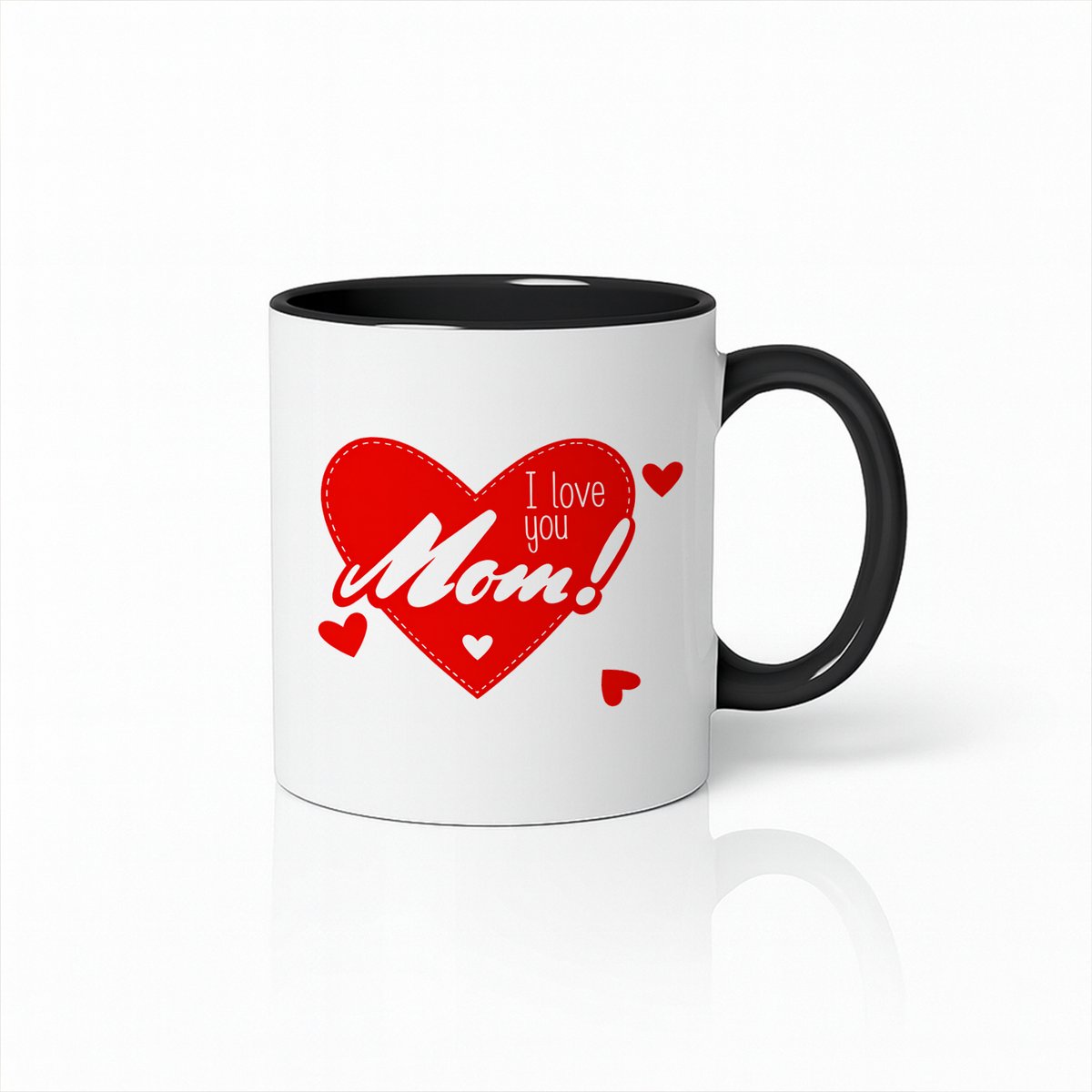 I Love You Mom Mok - Zwart & Wit - Hart Design - Moederdag Cadeautip