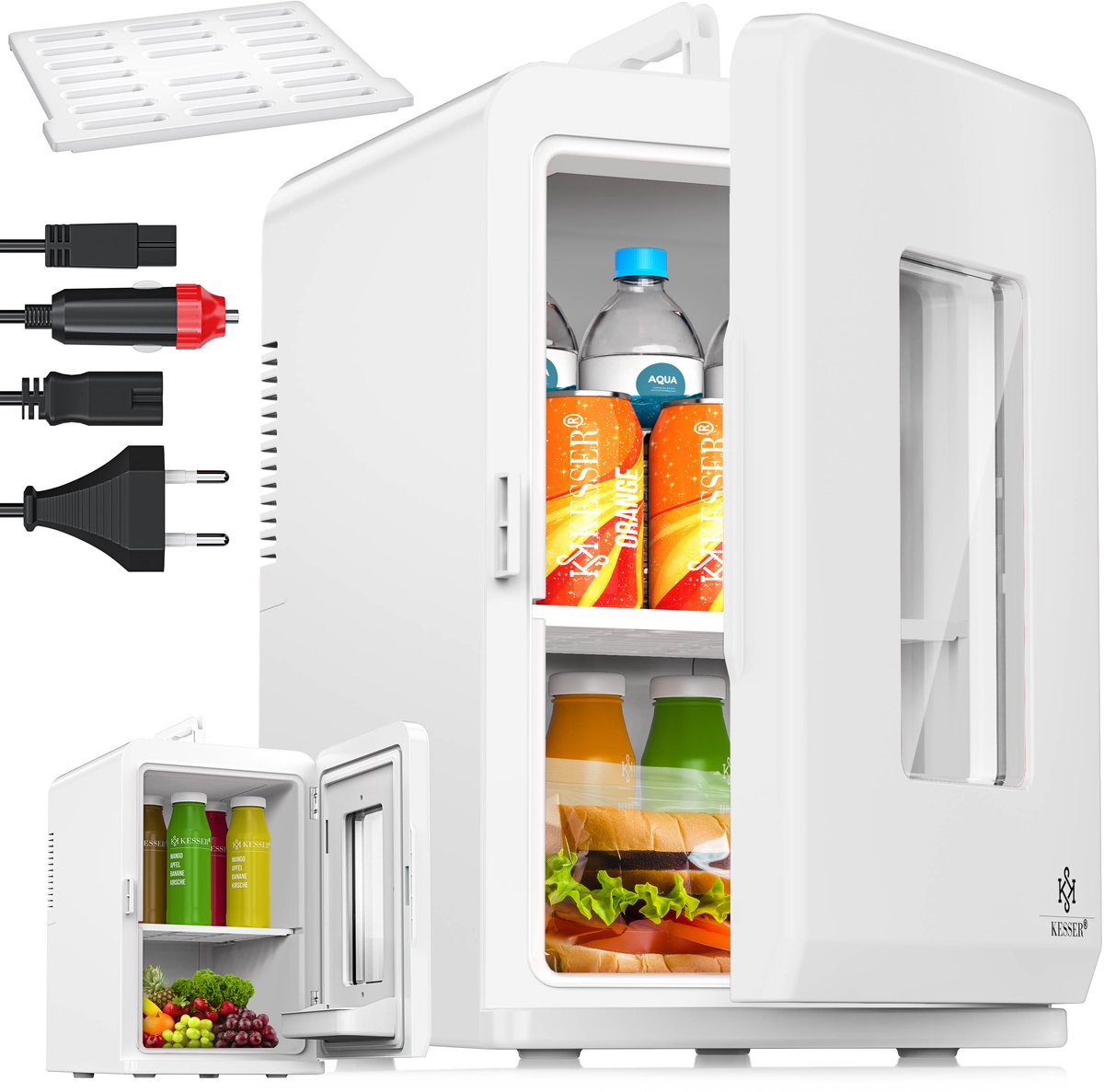 KESSER® Tafelmodel Koelkast 15 Liter AC DC 220-240V en 12V - Mini Koelkast Vrijstaand met Verwarmingsfunctie - Koelbox ideaal voor Auto en camperen -