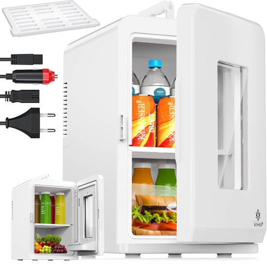 Mini Koelkast 15L KESSER met Koel- en Verwarmingsfunctie, Draagbare Koelbox 12V/220V voor Auto, Camping, Kantoor