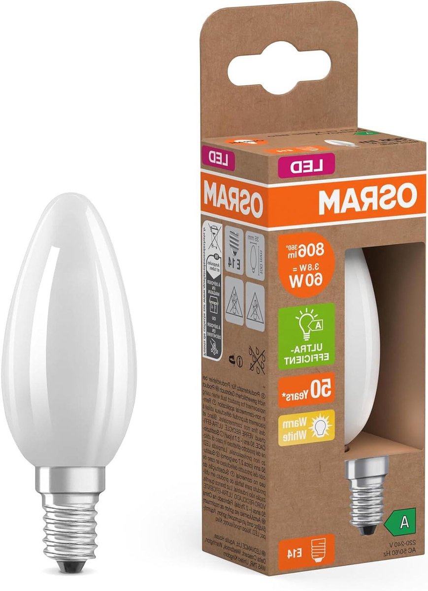 Led Kaarslamp - Mini Lamp - Decoratieve Verlichting - Lange Levensduur - 35 mm Diameter - Mat Glas
