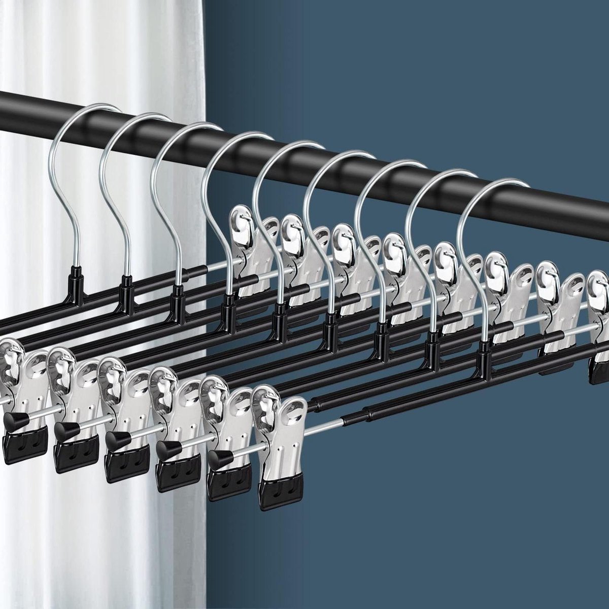 Broek Rok Hanger - Kledinghanger Clips - Kast Opbergen - Verstelbare Clips - 30 Inch - Zwart