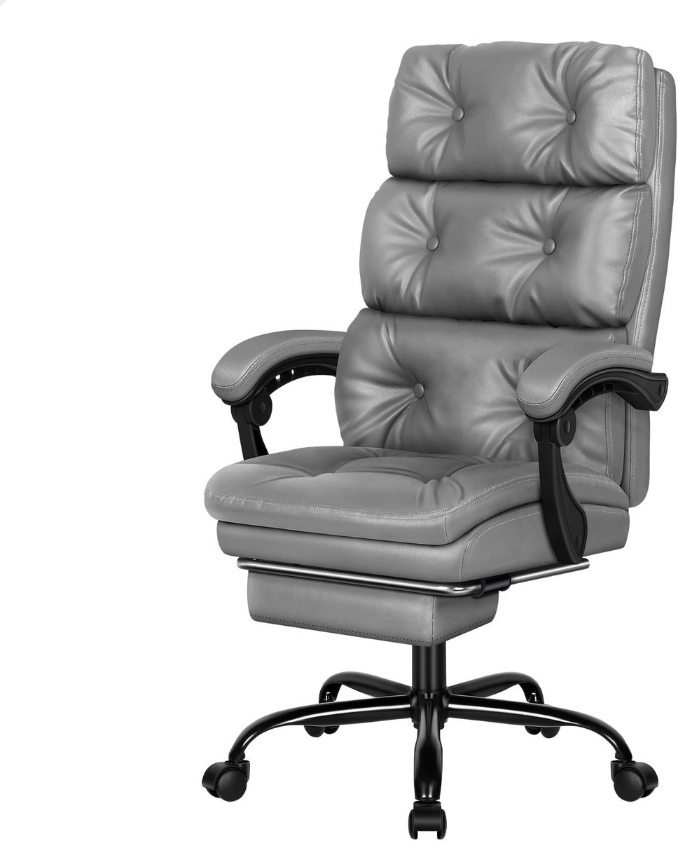 ALFORDSON bureaustoel Ergonomische directiestoel - In hoogte verstelbaar en comfortabel Hoek van rugleuning tussen 90°- 150°, grijs