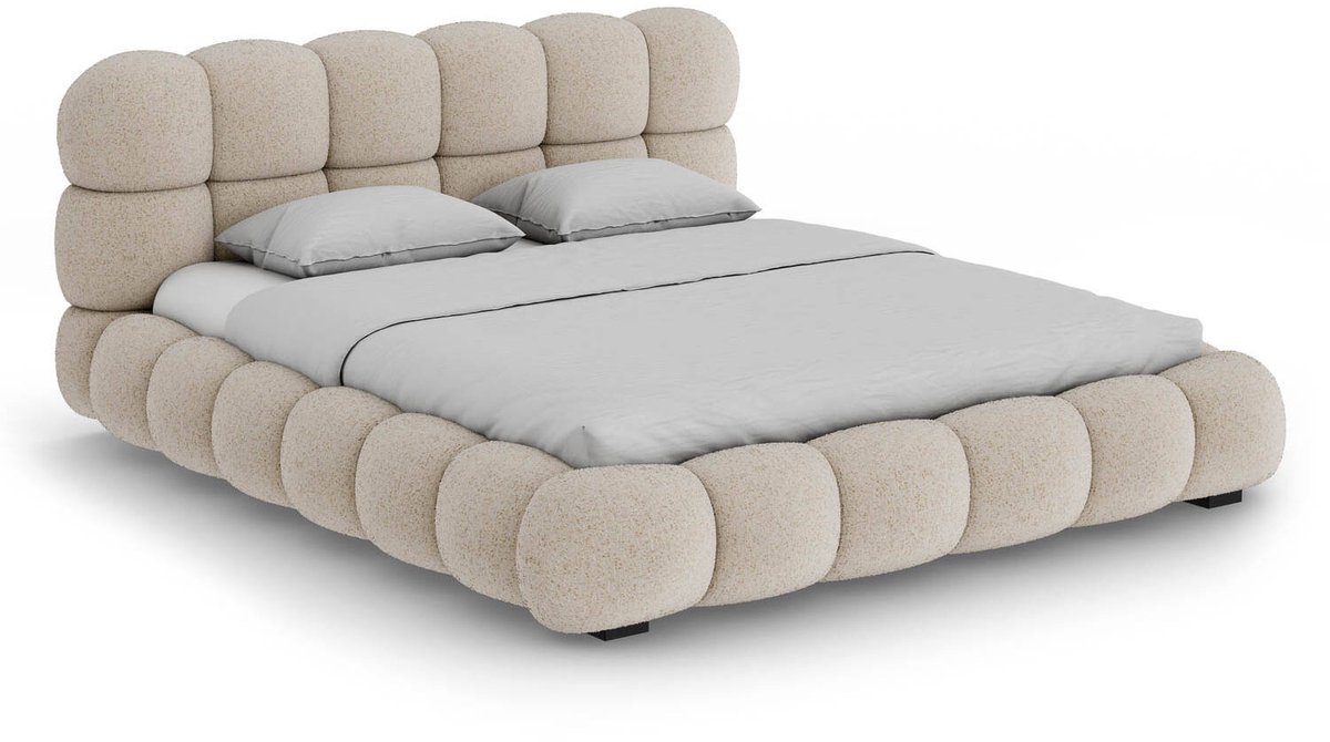 Goossens Gestoffeerd Bedframe Cloud, 180 x 200 cm Stof Ahenk 9856 sand