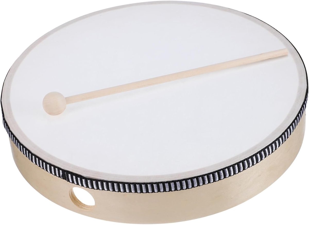 Handpan Trommel - Percussie Instrument - Muziek Maken - Glad Houten Frame - 25 cm Diameter - Beige