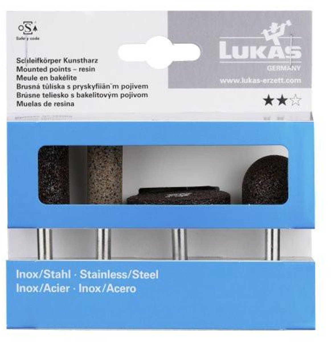 Lukas - Schuurset voor Roestvrij Staal - 4 Stuks - Korund Schijven - Trillingsvrij