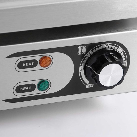 HCB® - Professionele Horeca Bakplaat - glad - 230V - RVS / INOX - Electrisch Teppanyaki Grill apparaat - 43x55x25 cm (DxBxH) - 23 kg - 2575 — afbeelding 5