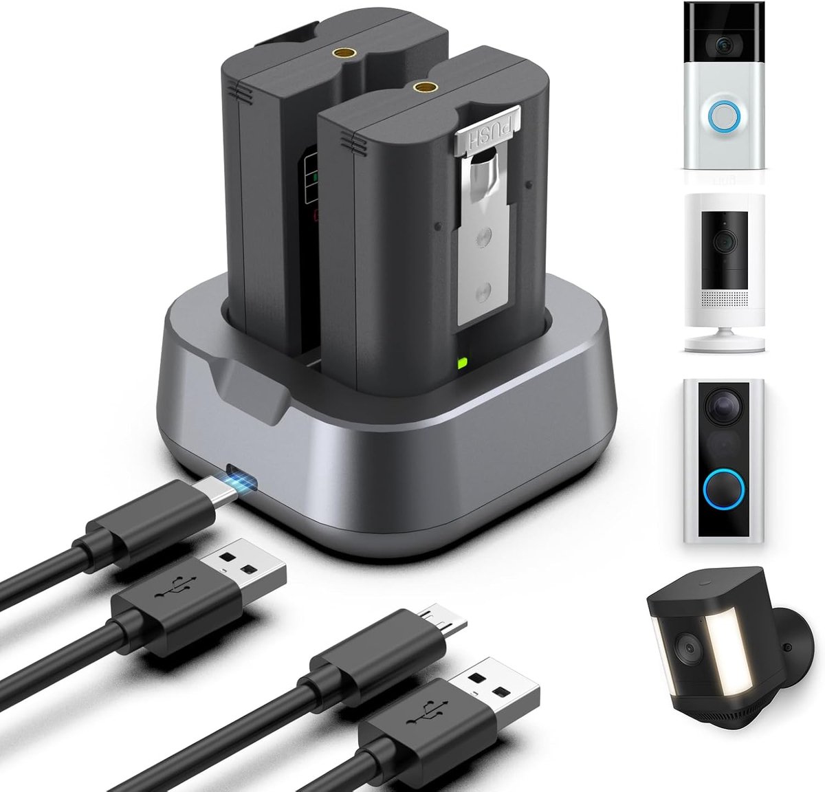 Reserve Batterijen - Camera Accu Set - Beveiligingscamera Voeding - Hoge Capaciteit 7200mAh - Dubbele Batterij