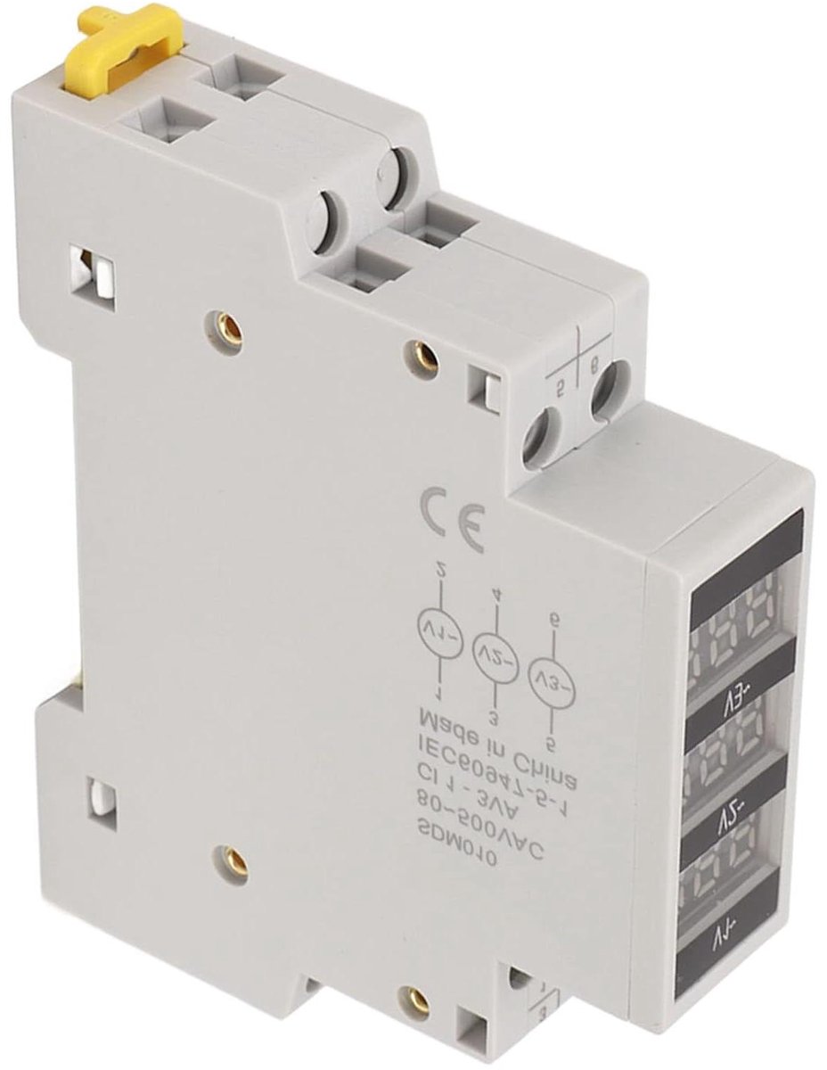 Spanningsmeter Digitaal - Voltmeter AC - Paneelmontage Meten - 3-fase Weergave - 80-500V - Grijs