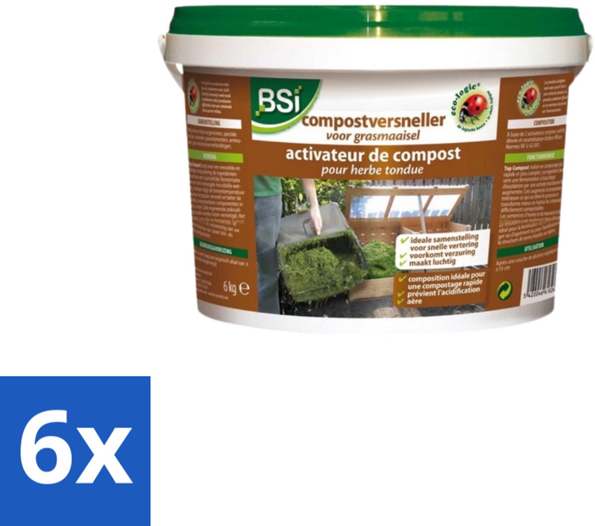 BSI – Compostversneller – Voor Grasmaaisel – 6 kg - Voordeelverpakking - 6 stuks