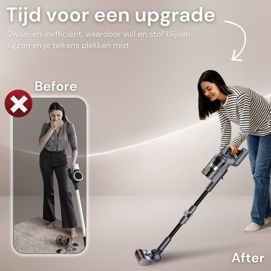 Vesora® 3-in-1 Buigbare Steelstofzuiger Draadloos zonder Zak - FLEX - Draadloze Stofzuiger - Kruimeldief Snoerloos - Vacuum Cleaner - Handstofzuiger - Stofzuiger Steel met Hepa Filter - Stofzuiger Huisdieren - Zakloze Stofzuiger