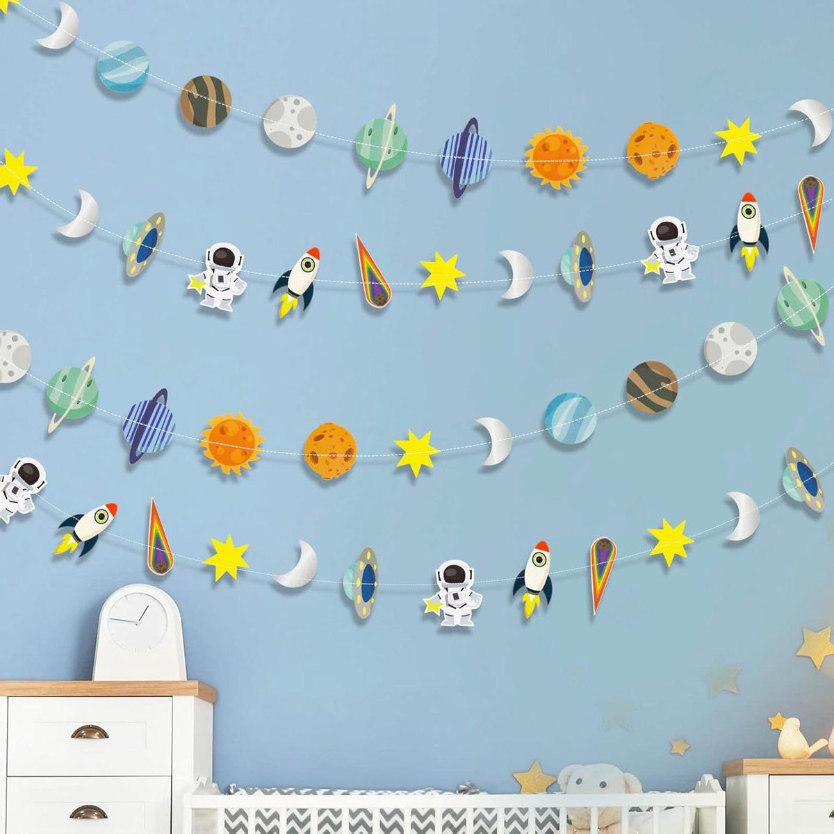 Ruimte Slinger - Zonnestelsel Decoratie - Kinderfeestje - Unieke Astronaut Raket - Multicolor