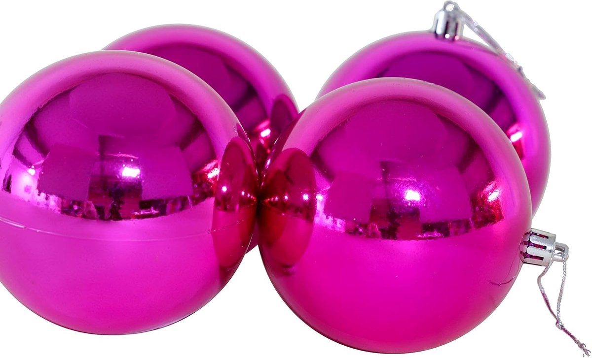 Kerstballen Set - Extra Grote Ballen - Kerstboom Versieren - 10 Stuks 100mm - 4 Inch Diameter - Felroze – foto 2