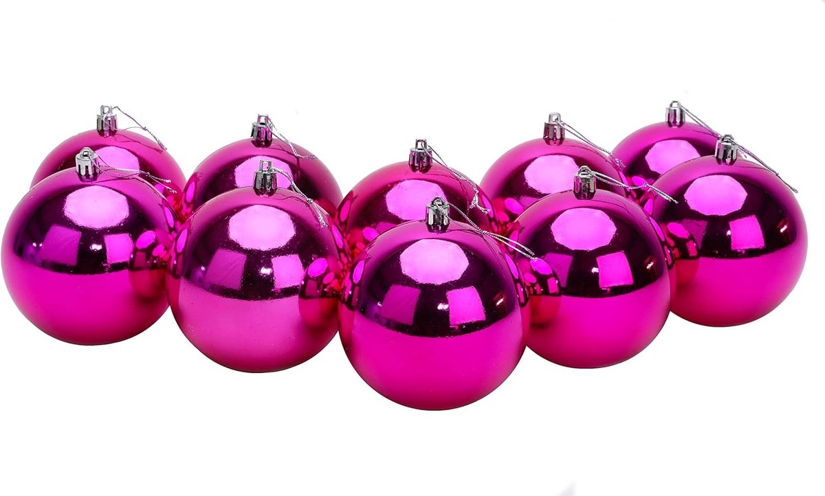 Kerstballen Set - Extra Grote Ballen - Kerstboom Versieren - 10 Stuks 100mm - 4 Inch Diameter - Felroze