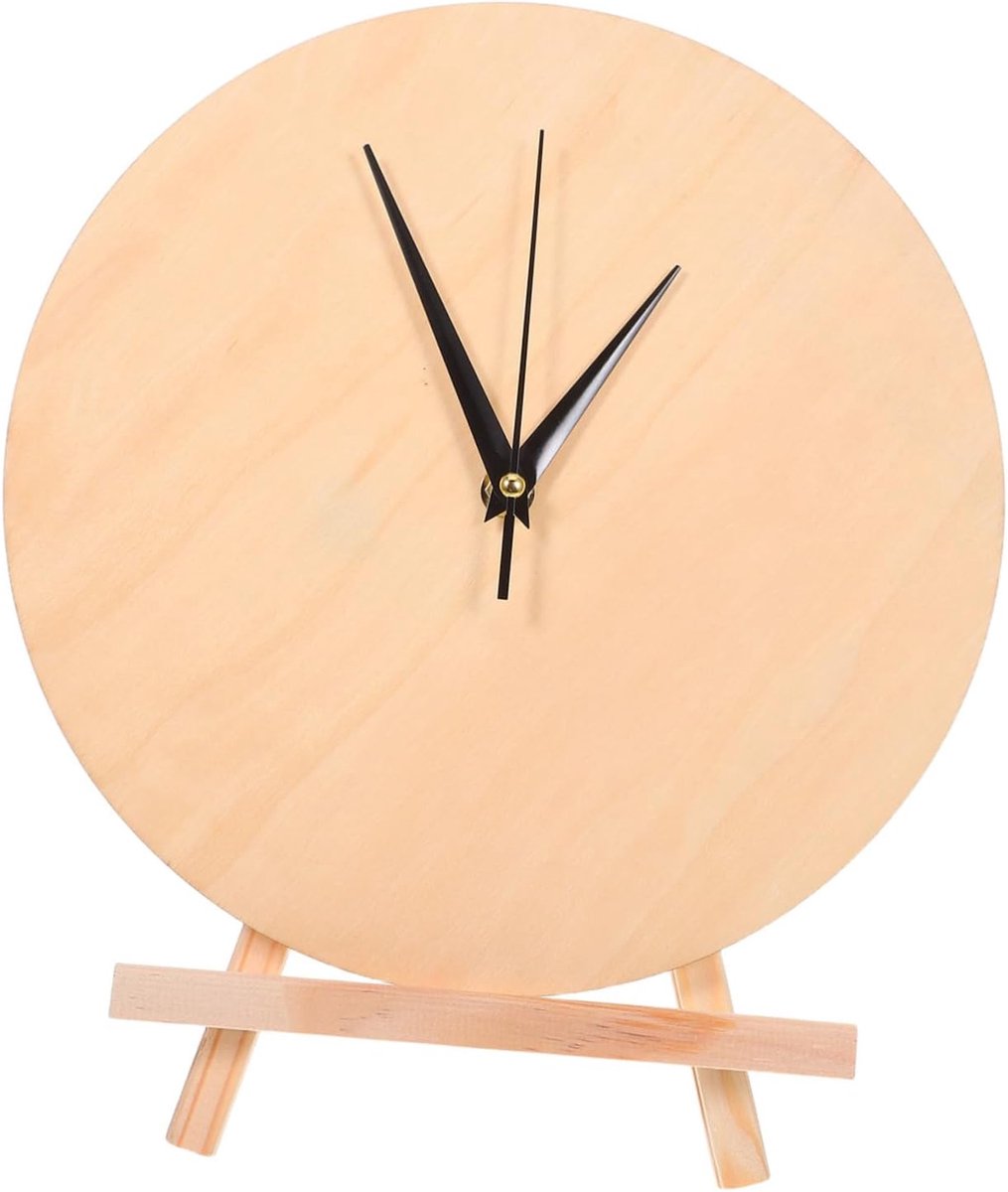 Lege Wijzerplaat - Ronde Klok - Doe-het-zelf Projecten - Met Voet En Wijzer - 25 Cm Diameter - Lichtgeel