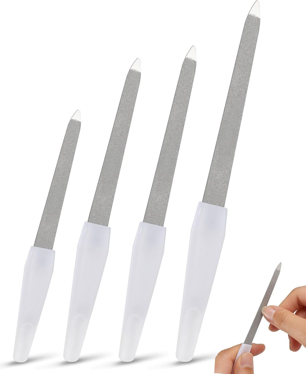 Metalen Nagelvijl Set - Professionele Vijlen - Nagels Vormen - Dubbelzijdig Ontwerp - 4 Maten - Zilverkleurig