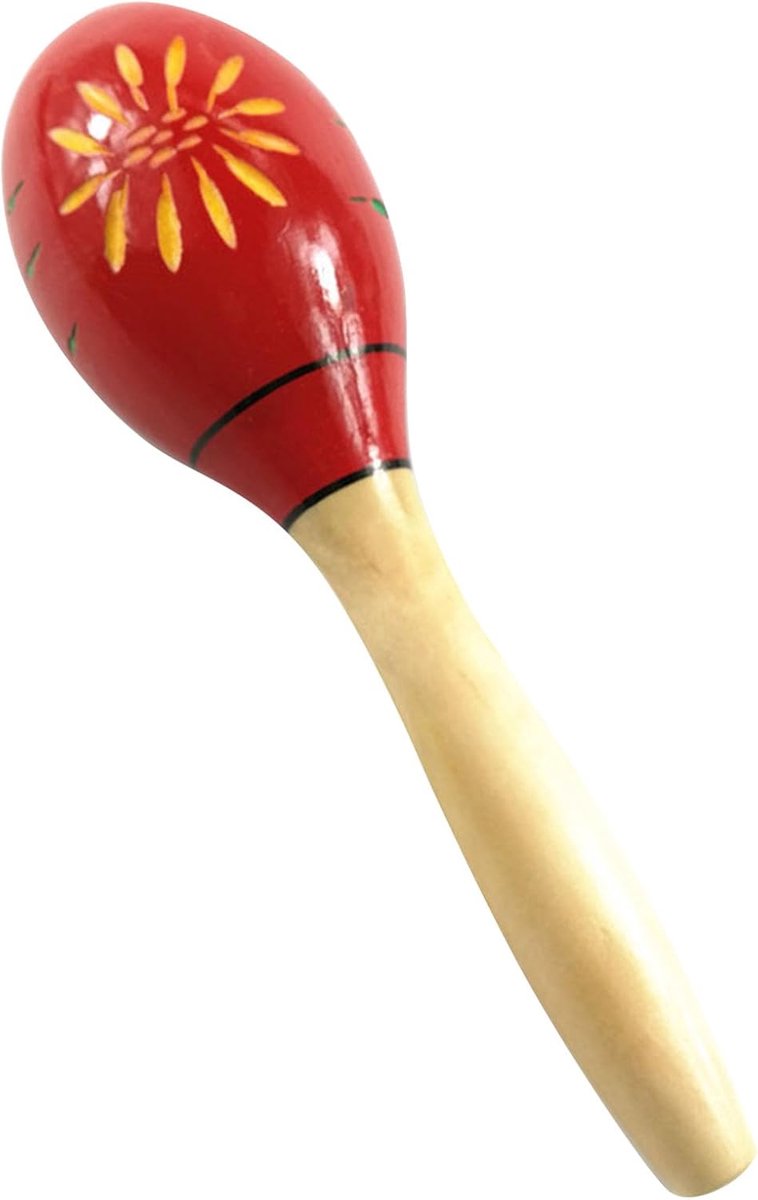 Houten Rammelaars - Percussie Instrument - Muzikaal Plezier - Handgemaakt Ontwerp - Rood Bloemen