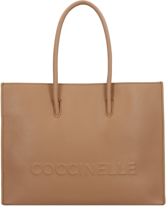 COCCINELLE Cuir Sac à main Myrtha Maxi Log Handbag Grained Leather Skin Marron clair