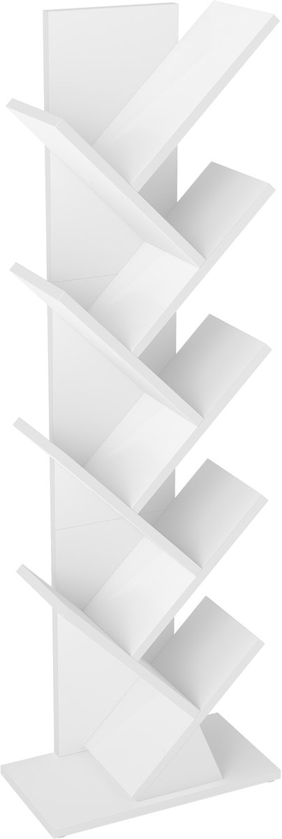 Vasagle Boekenkast - Boekenrek in Boomvorm - 20 x 38 x 115,2 cm - Vrijstaand - Voor Woonkamer of Kantoor Wit