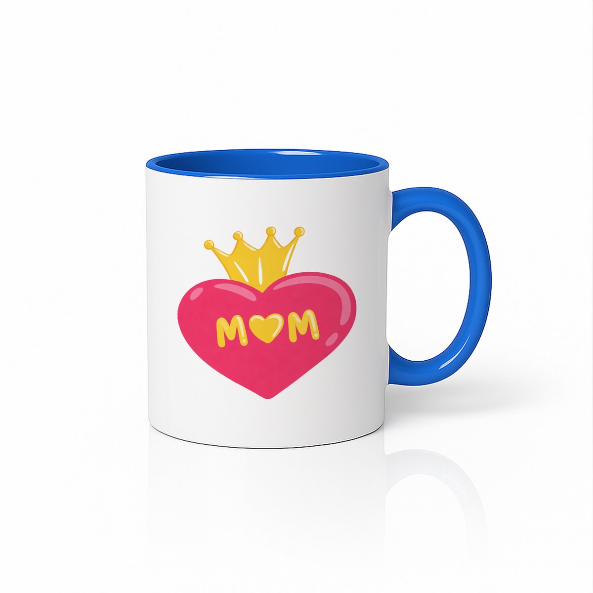 Beste Mama Ooit Cadeau Mok - Roze Hart & Gouden Kroon - Verjaardagscadeau - Blauw/Wit