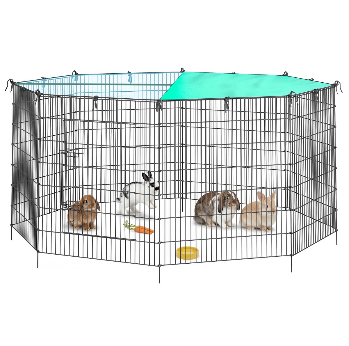 SONGMICS - Hondenren - Puppyren - Met Dak en Zonbescherming - Ademend Ontwerp - Voor Konijnen en Cavia's