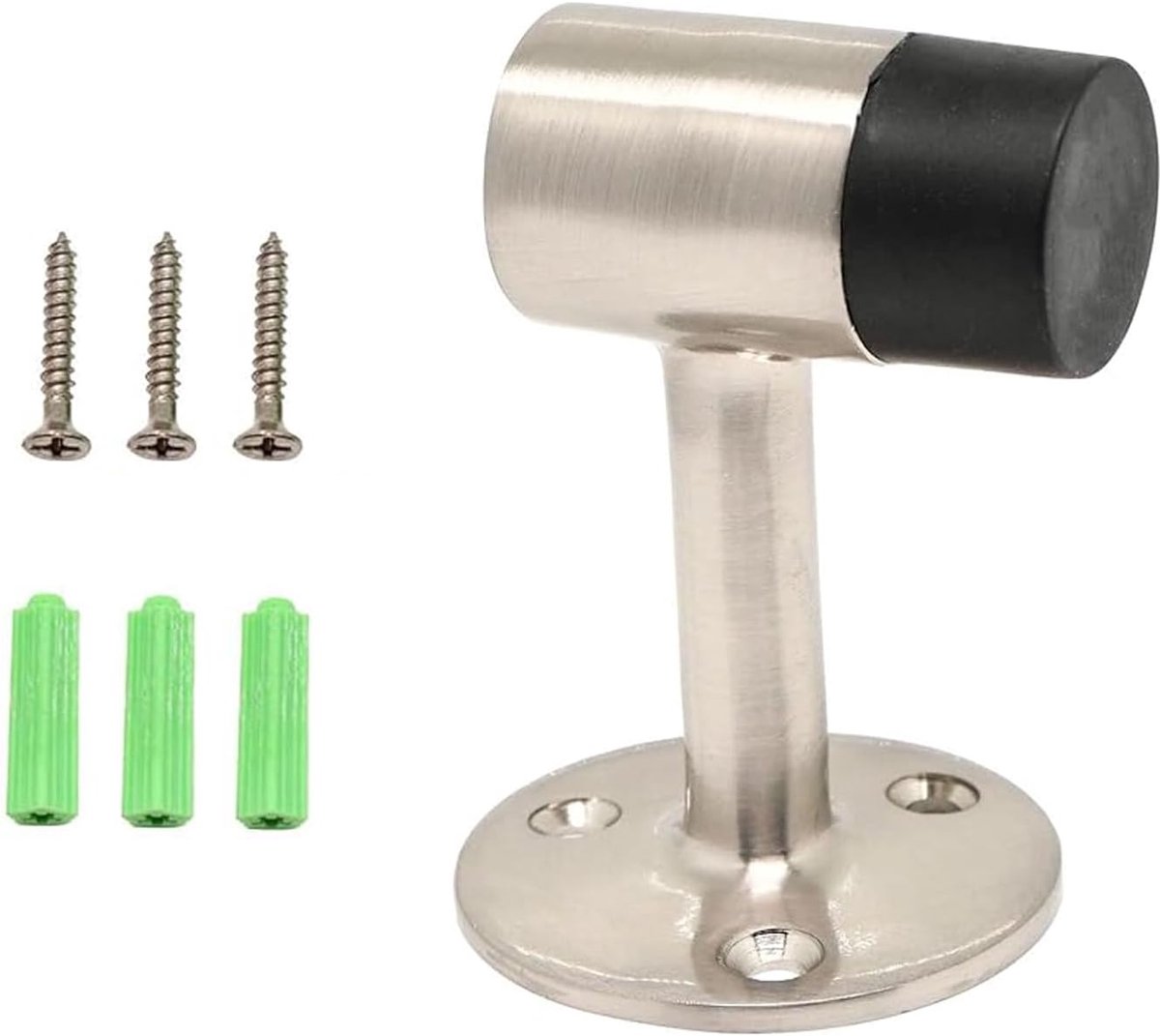 Deur Stopper - Muurbevestiging Rubber - Bescherming Deuren Muren - Roestvrij Zinklegering - 7.5cm Lengte - Zilver