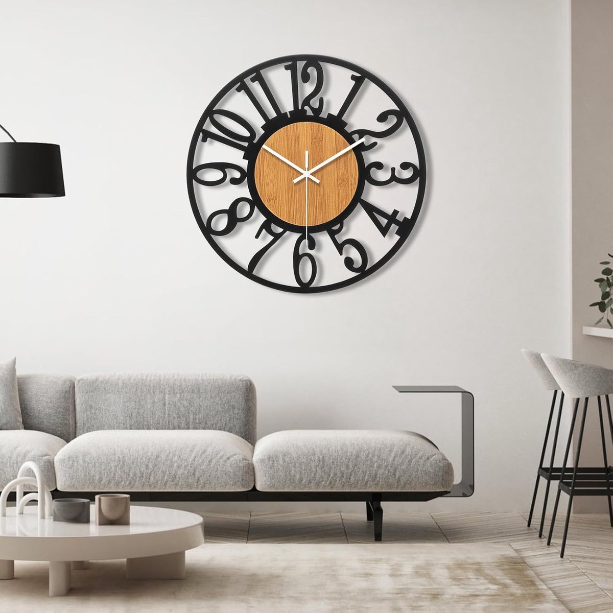 Grote metalen muurklok, stil zonder tikken, 40 cm, vintage stijl muurpendel voor woonkamer