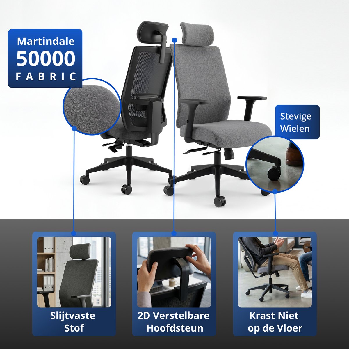 Ella Health Ergonomische Bureaustoel tot 160kg - afbeelding 3