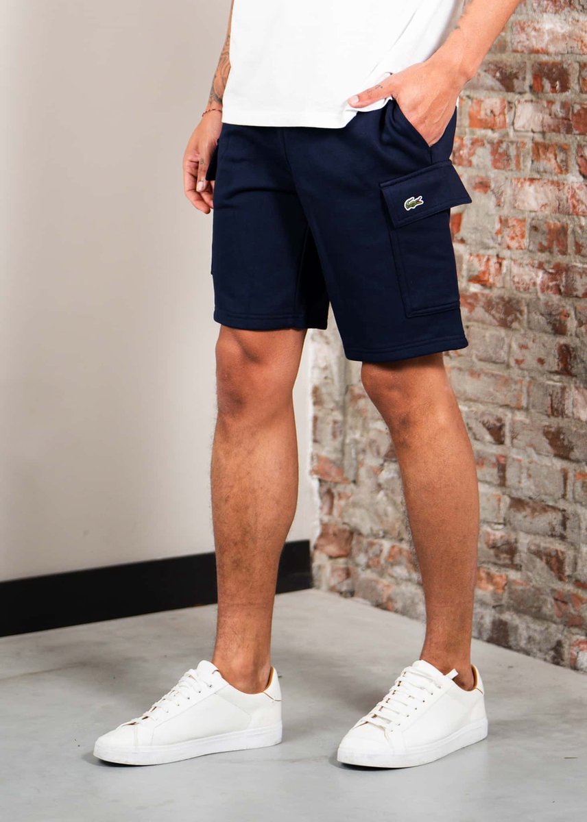 Lacoste Regular fit fleece shorts Marineblauw