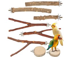 Zitstokken voor vogels - Vogelkooi accessoires - Natuurlijk gedrag - Natuurlijk hout grip - 8 stuks - Houtkleur