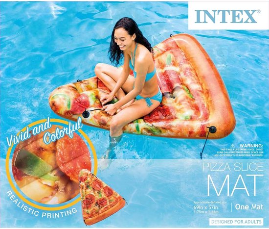 Opblaasbaar Vlot - Pizza Slice - Zwemmen Buiten - Realistische Print - 170 x 140 cm - Multicolour — afbeelding 4