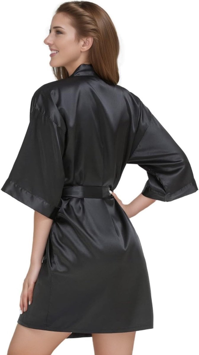 Allecto - Satijnen kimono-badjas - Luxe ochtendjas - Korte mouwen - Ademend en comfortabel - Perfect voor loungewear - Ideaal voor spa en hotel van Allecto — afbeelding 2