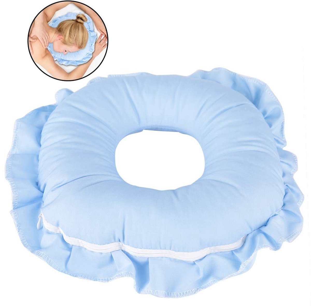 Dailygoods- Massagetafel Kussen Lichtgewicht - Rustkussen - Hoofdsteun - Parel Katoen - Zacht - Kussen met Gat - Hoofdkussen