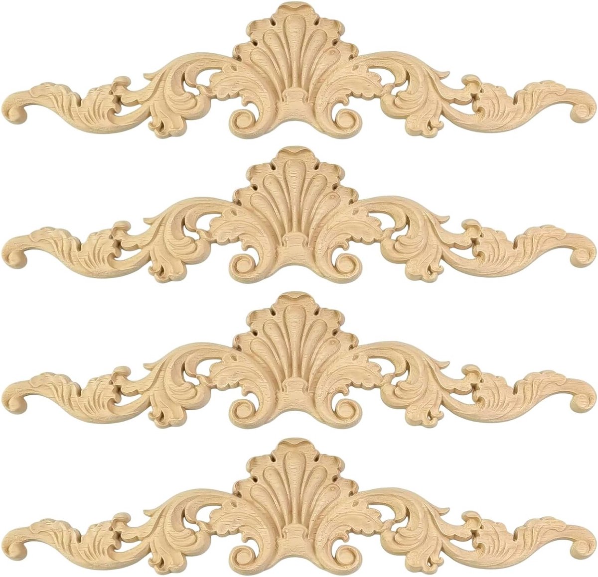 Decoratieve Houten Moulding Set van 4 Stukken, Gegraveerde Wandlamp, Sculptuur en Meubelor