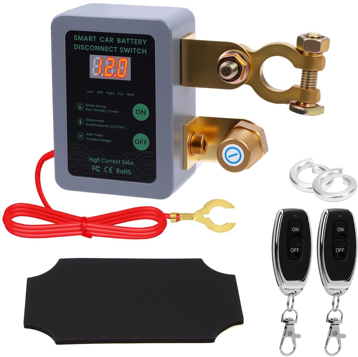 Dailygoody - Draadloze Afstandsbediening Isolatieschakelaar met LED-Display voor Boten - Grijs