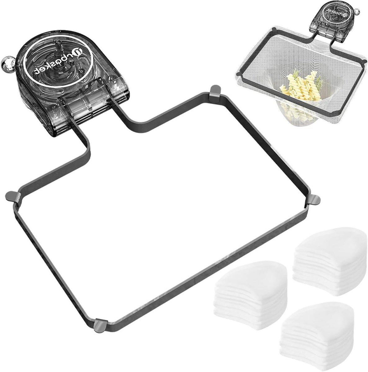 Drainagefilter met zuignap, 100 mesh zakken, 2-in-1 afvoerfilter voor haar en opslag, zwart - ideaal voor keuken en badkamer, voorkomt verstoppingen