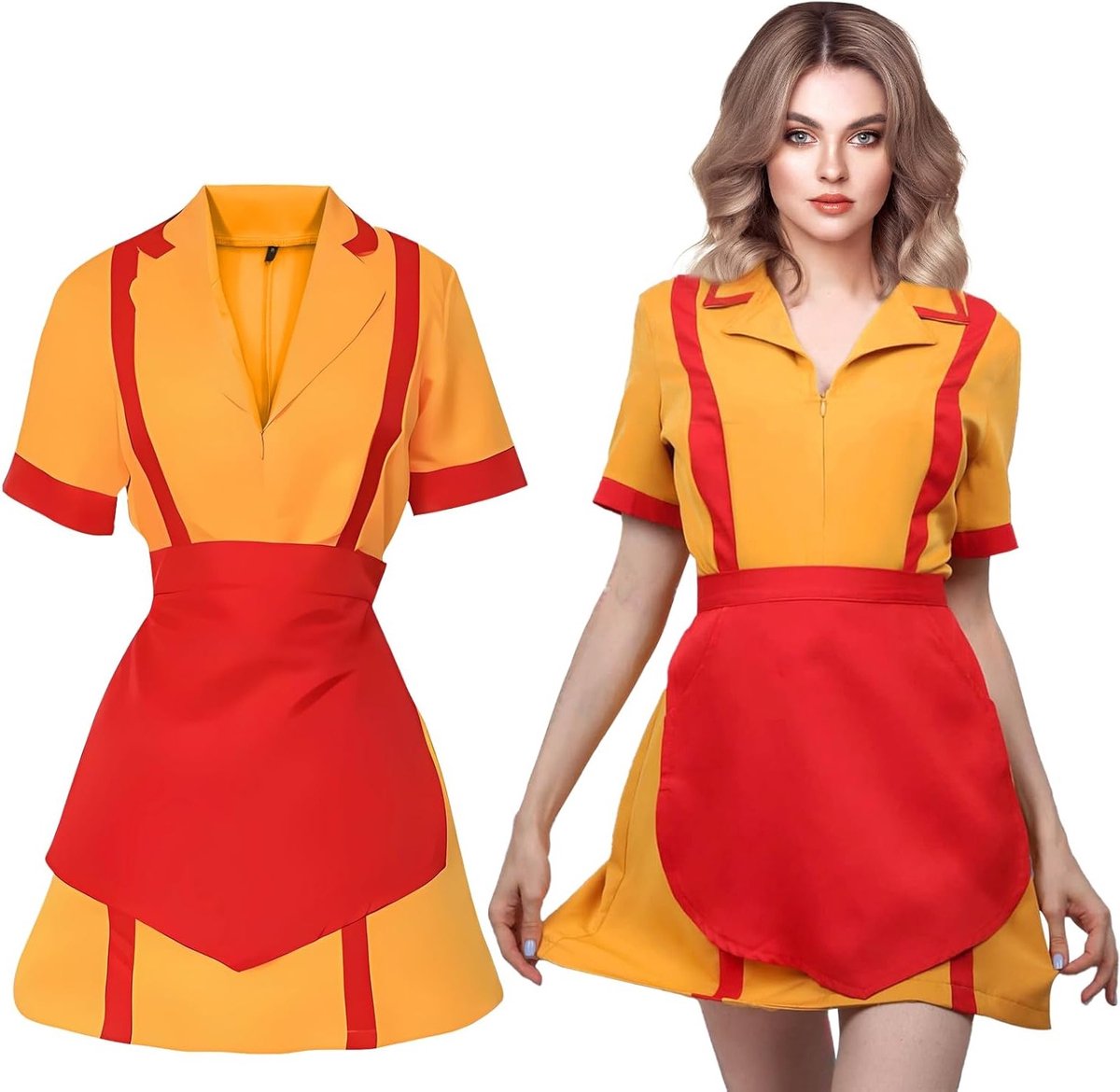 Dineroutfit voor Vrouwen met Schort - Meisjes Kostuum voor Carnaval en Cosplay met Professionele Look