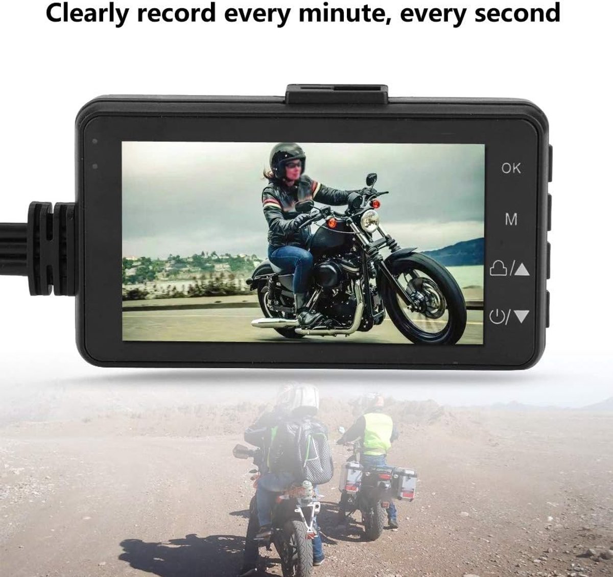 Dash Camera, 1080P Dash Cam, Motorfiets 1080P Videorecorder Cam HD DVR 120 Graad Dash Camera, Voor- en Achtercamera en Aansluitdraad – foto 4
