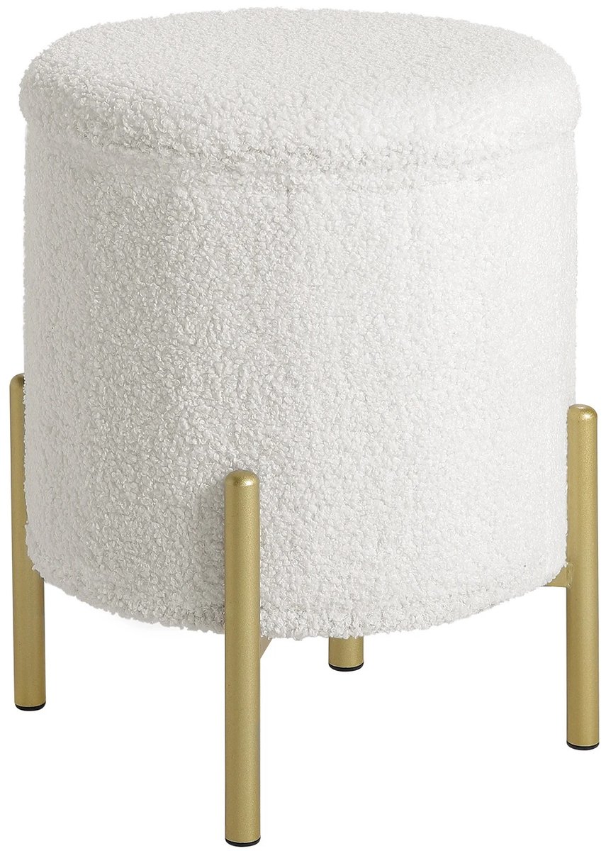 Cellista Opbergpoef Rond - Poef met Opbergruimte 18L - Teddy Kruk - Gestoffeerde Voetenbank - Opvouwbare Zitkruk - Comfortabel en Stijlvol Design