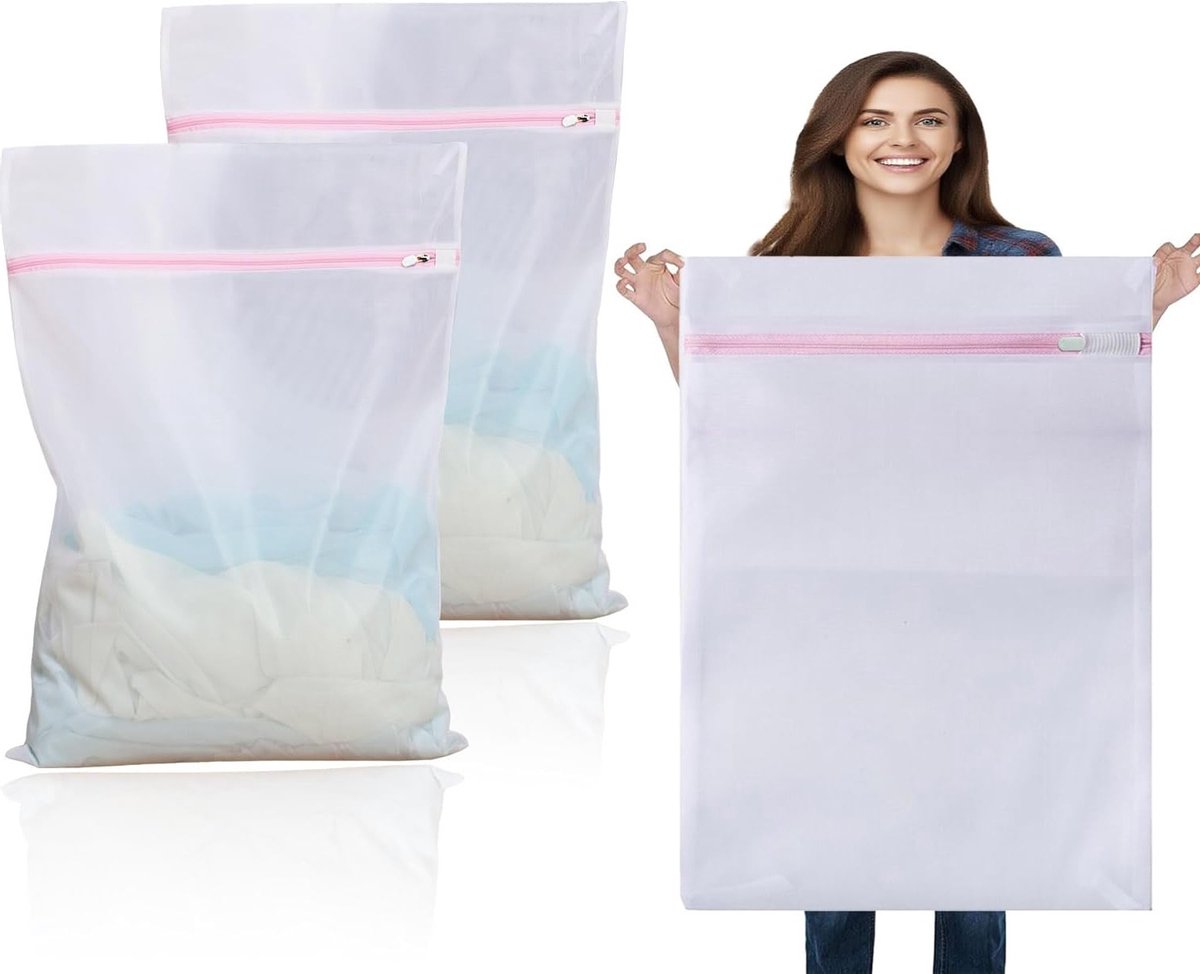 Grote Waszakken 90 x 110 cm, XXL Wasnet voor Wasmachine, Ideaal voor Kleding, Handdoeken en Dekens