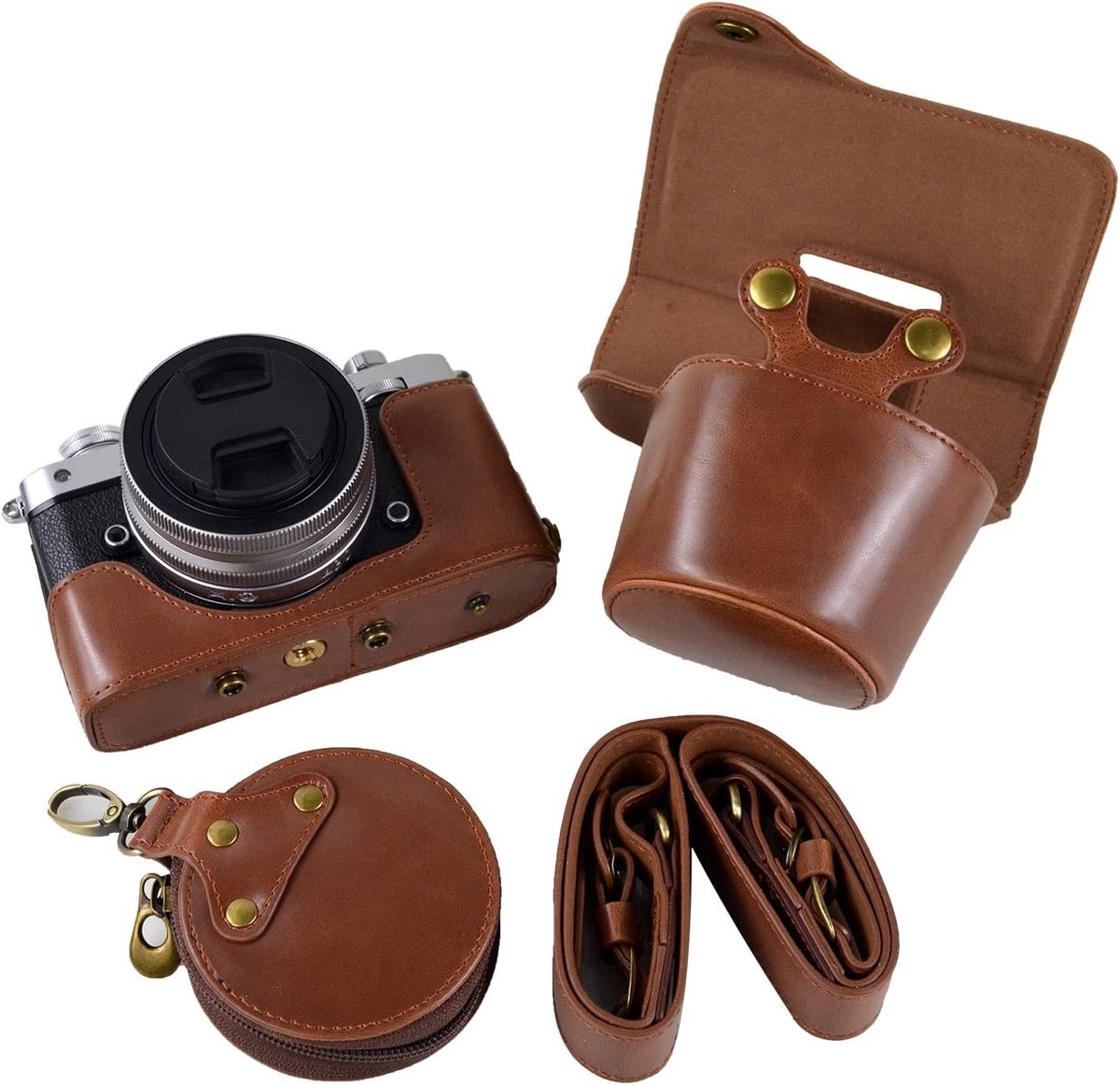 Stijlvolle PU Leren Camera Tas voor Nikon Z FC en ZFC met Schouderriem en Bescherming voor 16-50mm en 28mm Lens