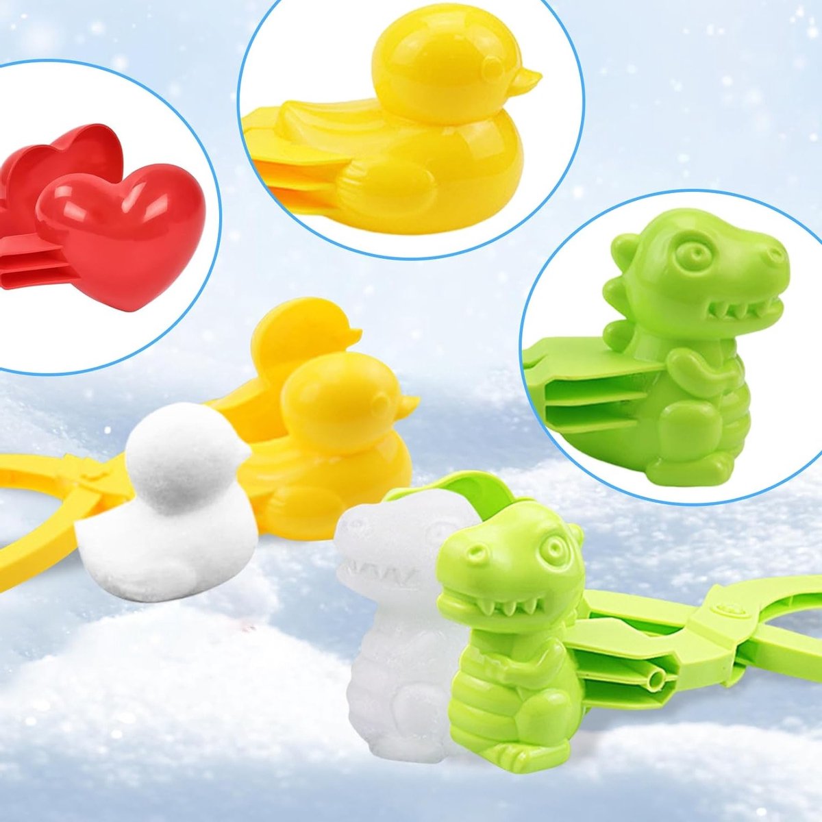 Snowballvormige Plooien voor Kinderen, 6 Stuks, Buiten Speelgoed voor Sneeuwballen, Geschikt voor Kinderen en Volwassenen, Diverse Vormen met een Diameter van 7 cm