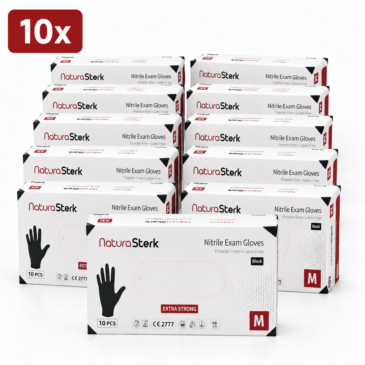 NaturaSterk Wegwerp Handschoenen - Nitril Handschoenen Maat M - 5 g - 10 Pakket x 100 Stuks - Poedervrij - Latex vrij - Niet Steriel - Zwart
