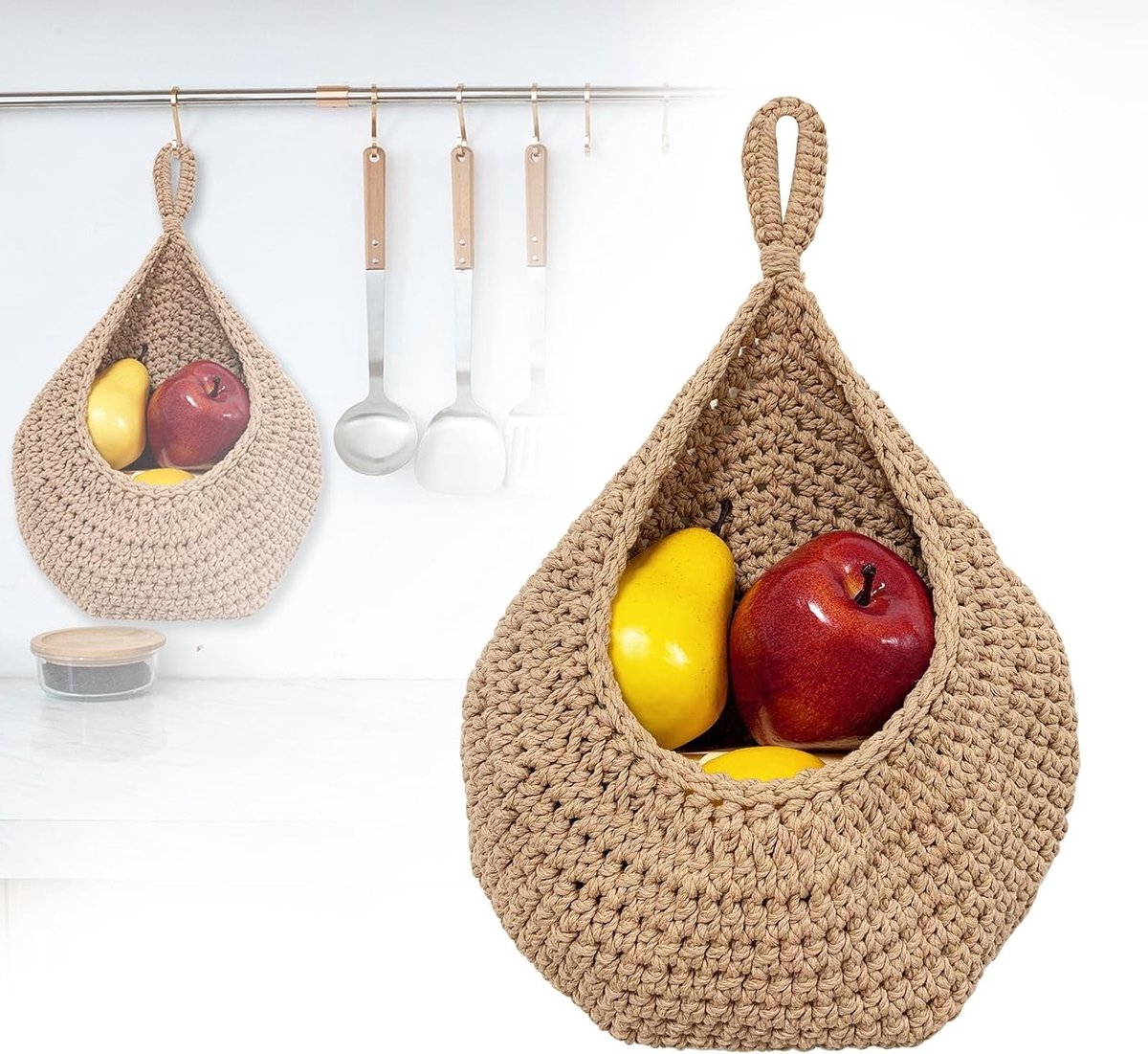 Muurbeugels voor Opbergbakken, Grote Hangende Mand voor Fruit en Groenten, Decoratieve Wandplanten voor Keuken en Tuin