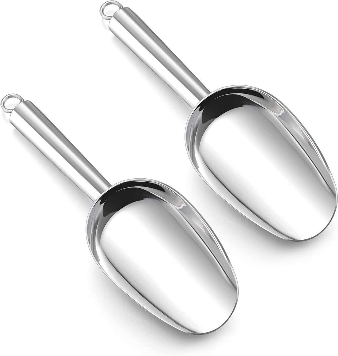 Roestvrijstalen schepset voor ijs, meel en snoep - 2 stuks van 18 x 6 cm, vaatwasserbesten