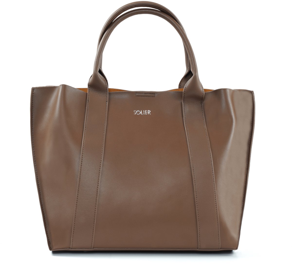 Solier FL30 Serena - Leren dames shopper - Geschikt voor A4 - Met verstelbare schouderriem - Bruin